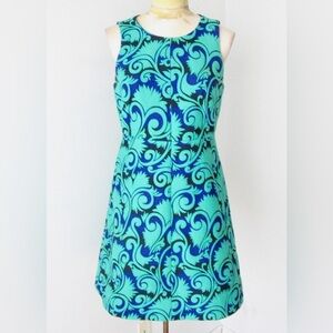 J. CREW Women’s Royal Blue & Green Vineyard Jaquard Sleeveless Mini Dress Size 0